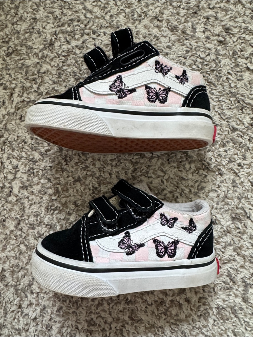 Vans Kids Butterfly Velcro Sneakers - Pink, Black & White